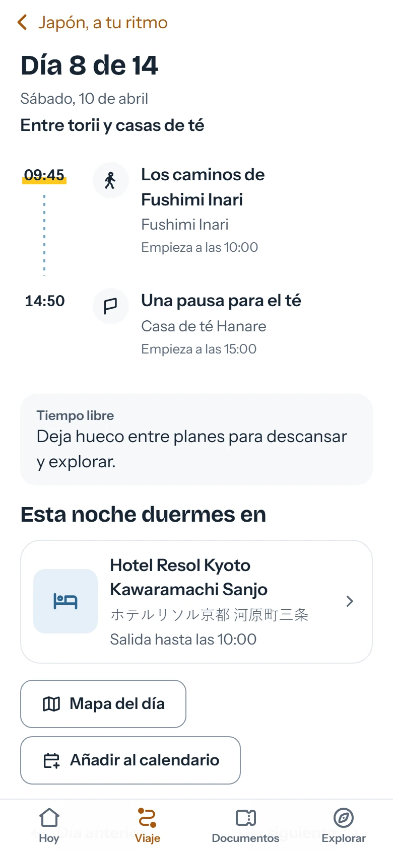 Día 8 del viaje con dos planes y el hotel de esa noche