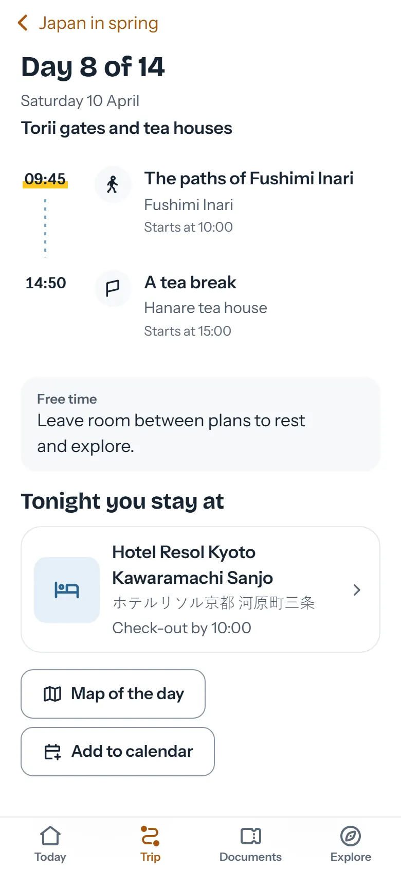 Day 8 of the trip with two plans and that night's hotel