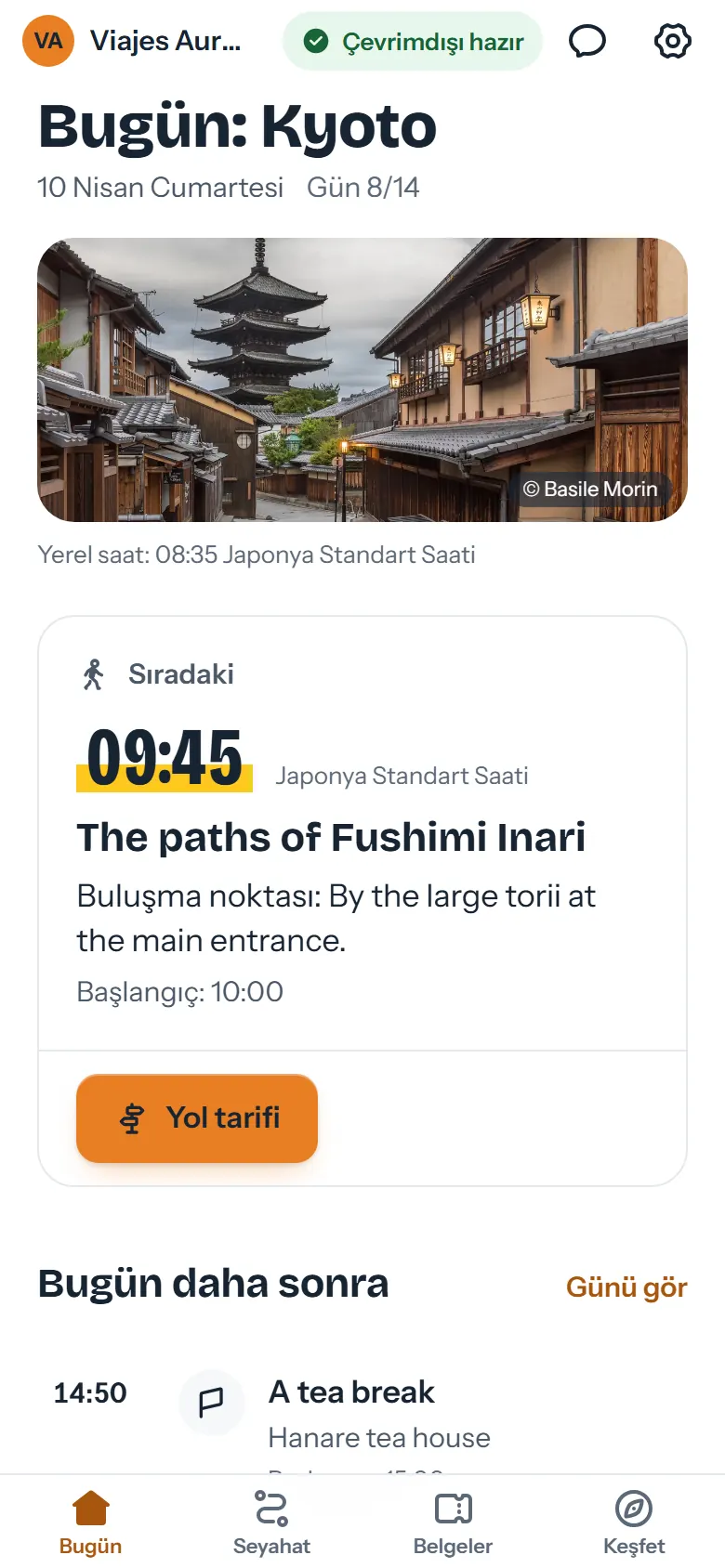 Viajes Aurora acentesinin adı ve rengiyle uygulama başlığı