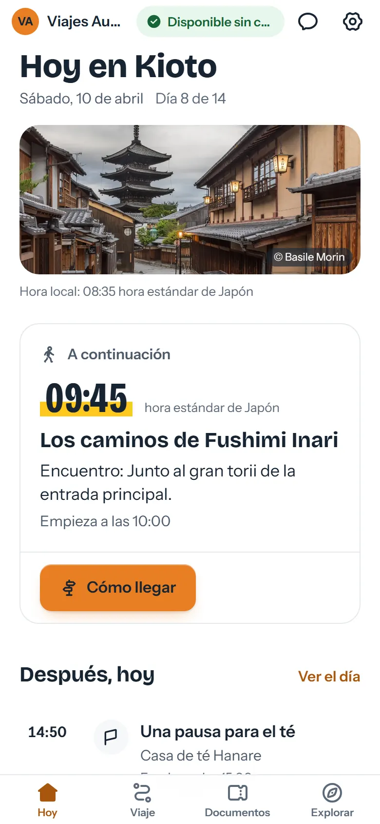 Cabecera de la app con el nombre de la agencia Viajes Aurora y su color