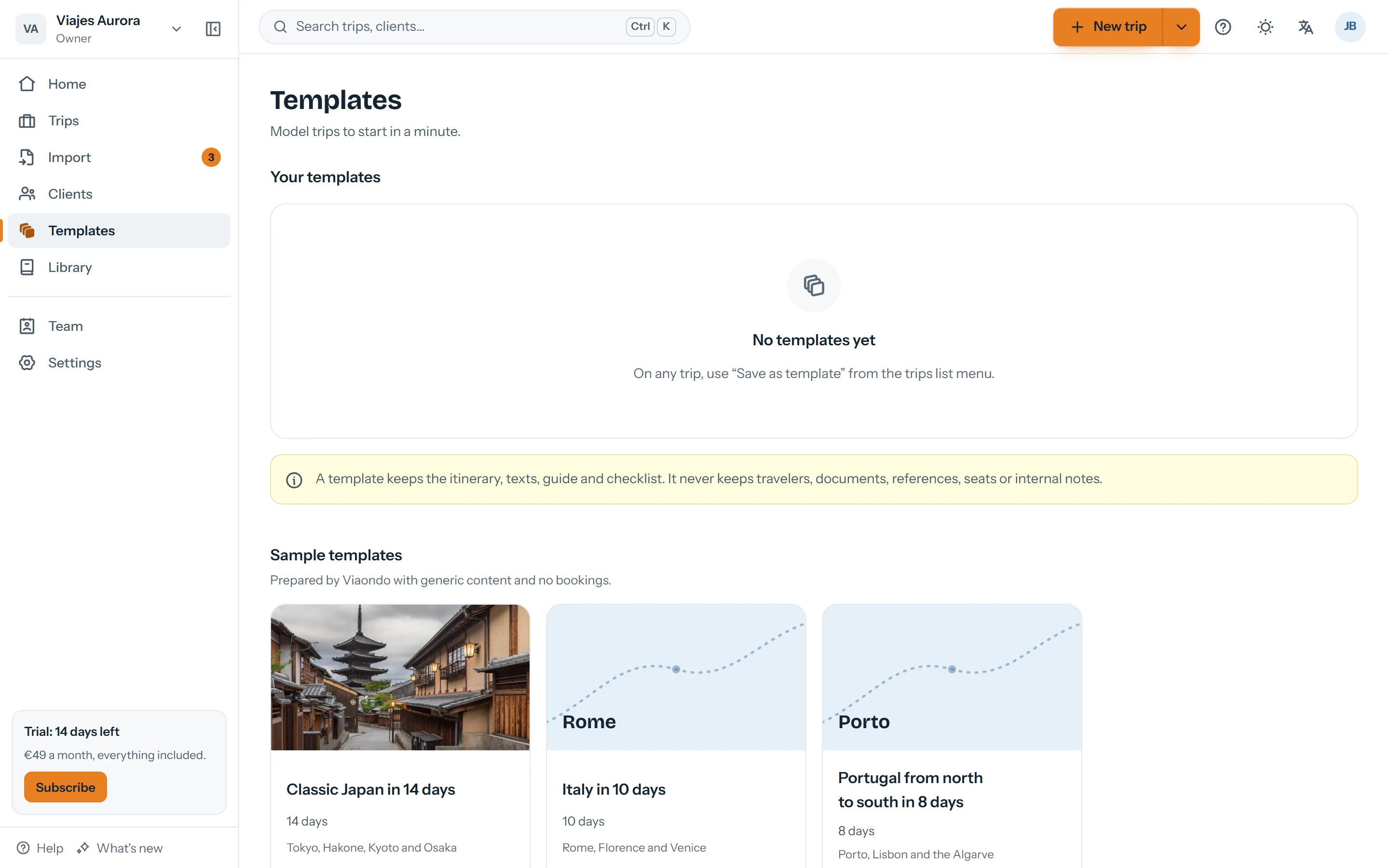 The agency's templates and the starter templates ready to use