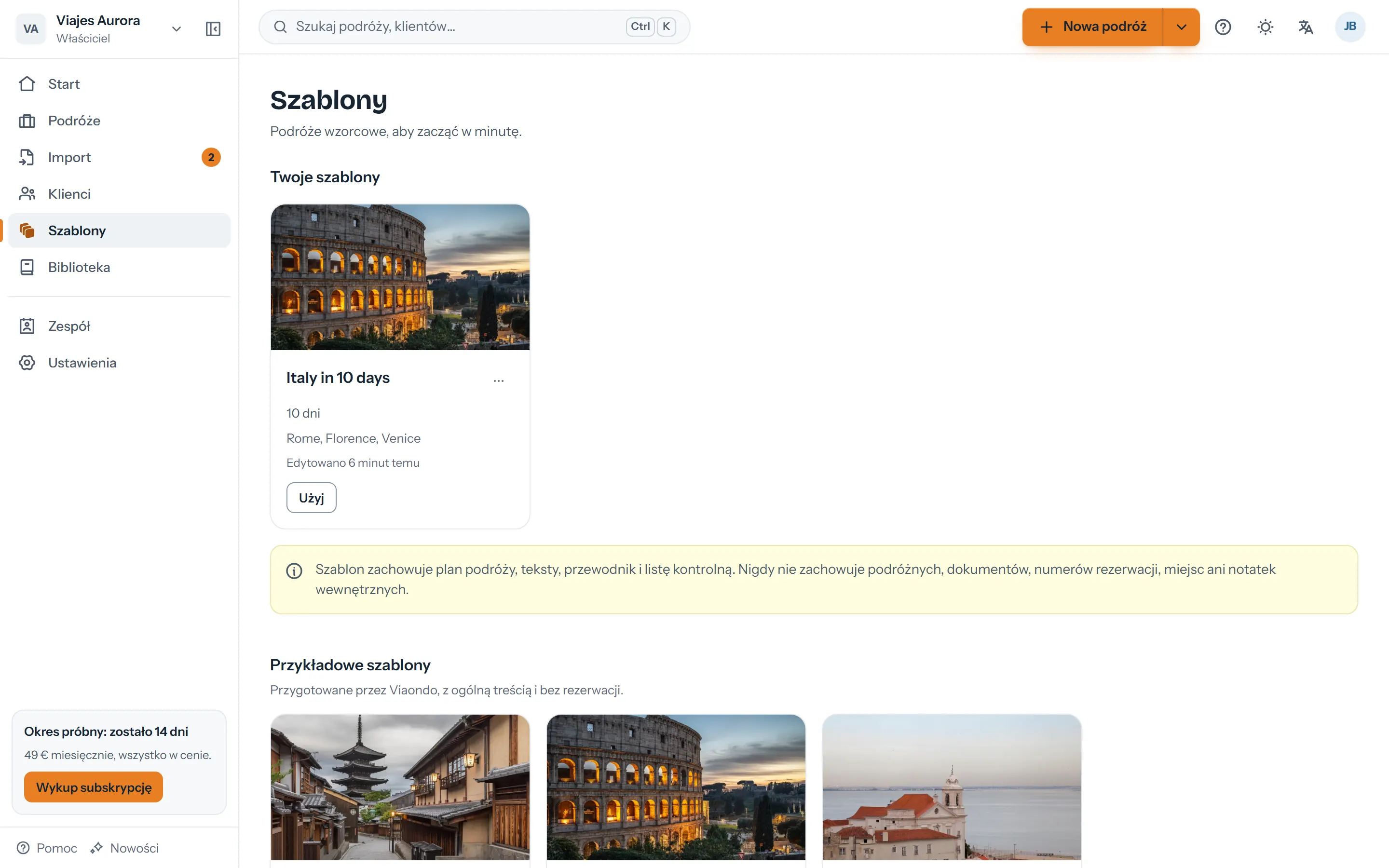 Szablony biura podróży i szablony startowe gotowe do użycia